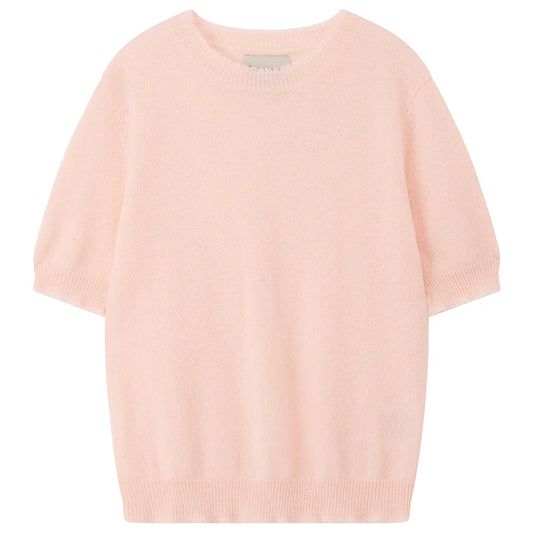 Cashmere Distressed T Shirt in Pale Pink
