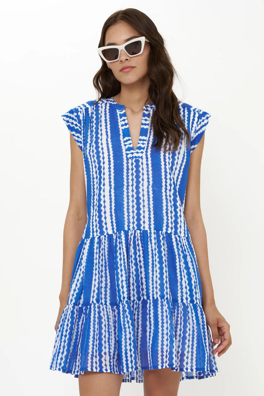 Roll Sleeve Dress - Ziggy Blue