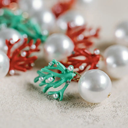 Pearl Coral Statement Earrings