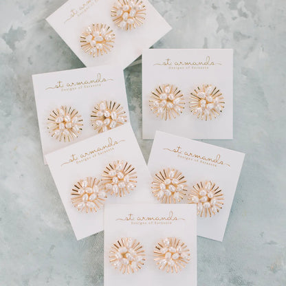Sunburst Pearl Stud Earrings