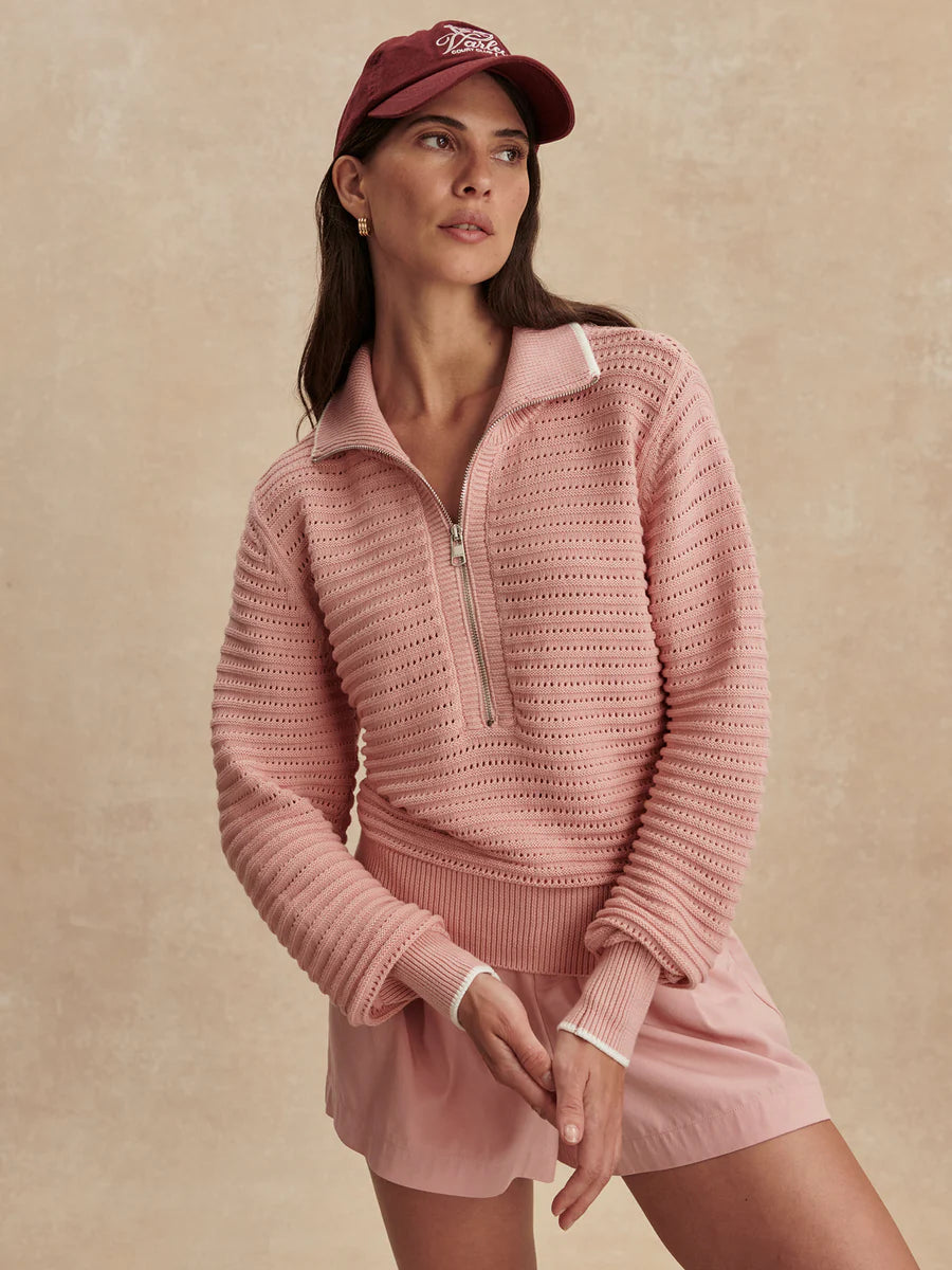 Morwenna Half Zip Knit - Mellow Rose