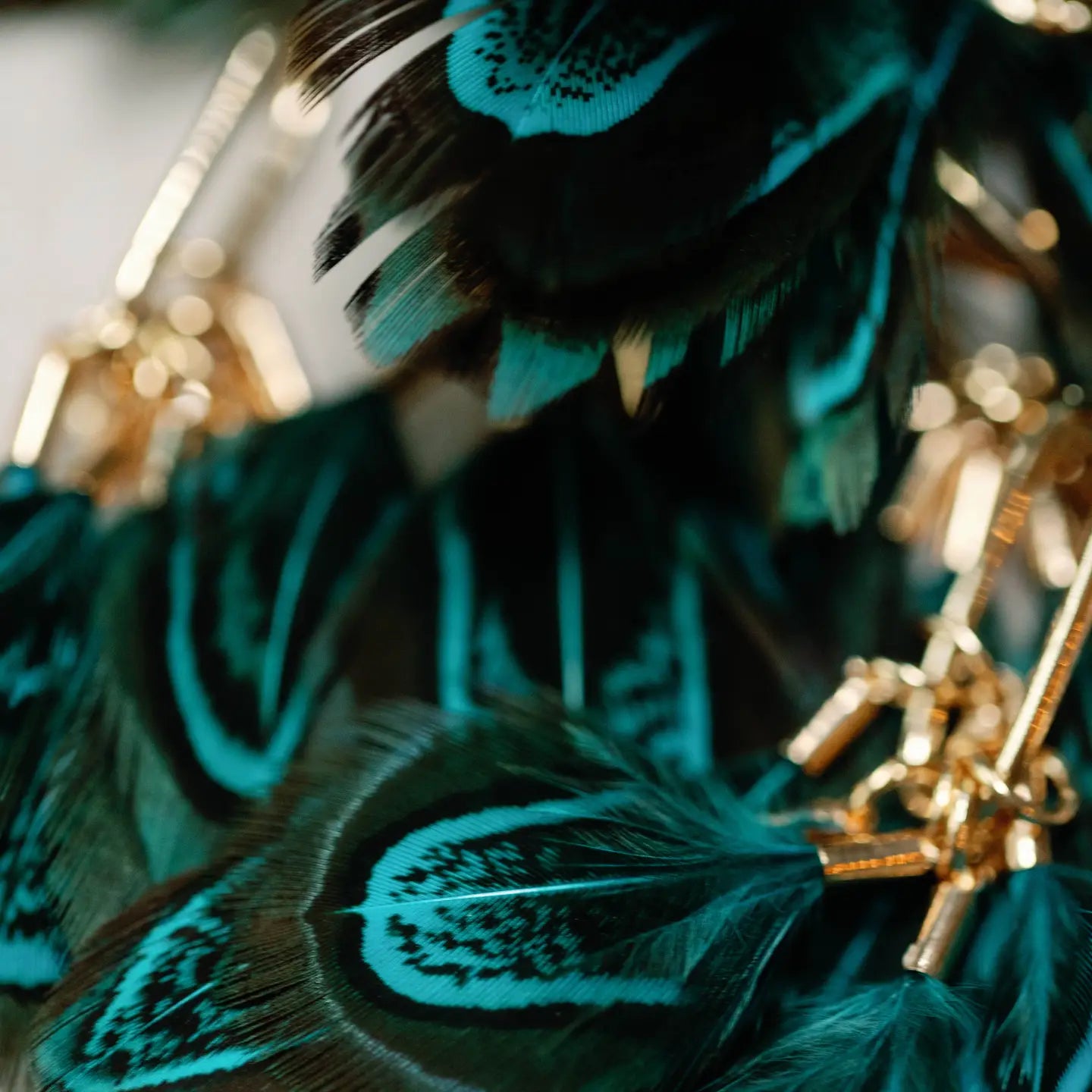 Peacock Feather Fall Tassel Earrings