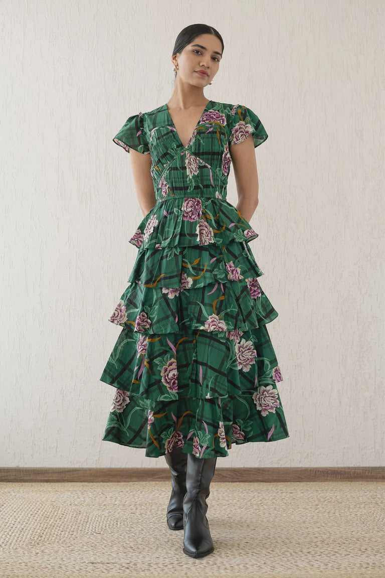 Brigit Dress - Tartan Rose Pine