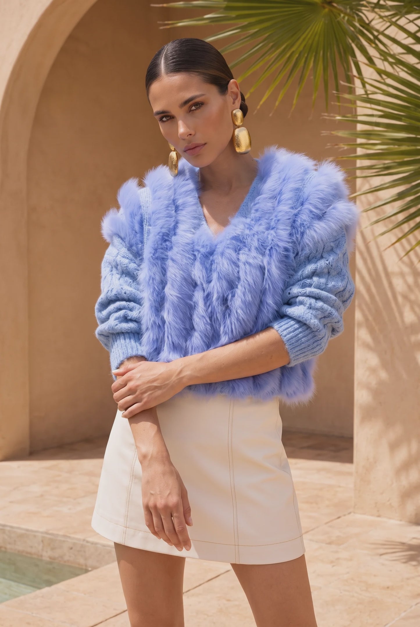Ever After Fur Cardigan - Blue