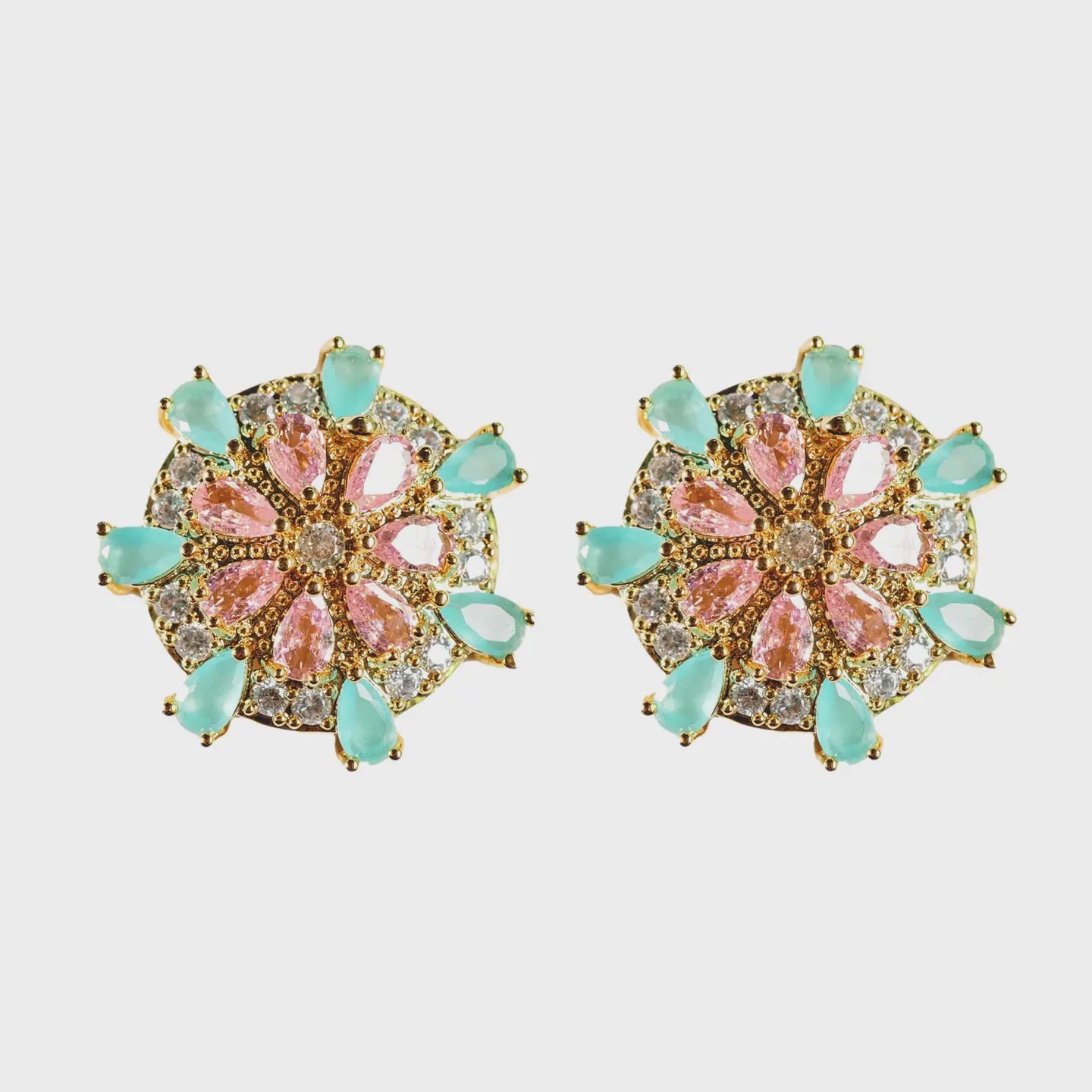 Pink and Turquoise Sand Dollar Earrings