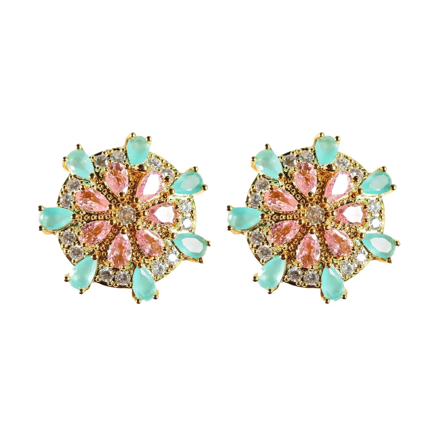 Pink and Turquoise Sand Dollar Earrings