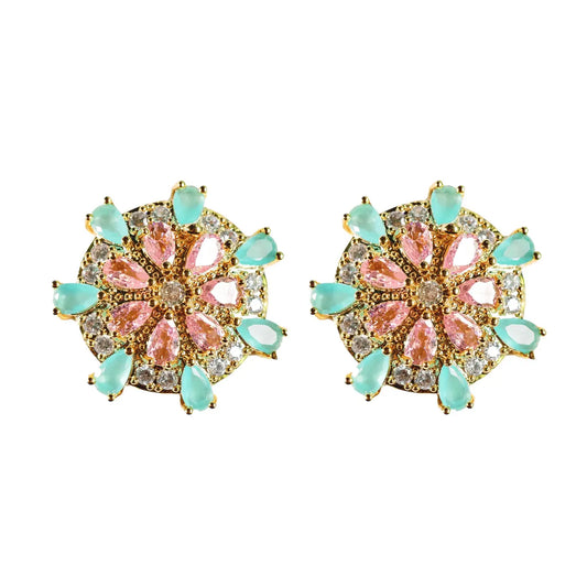 Pink and Turquoise Sand Dollar Earrings