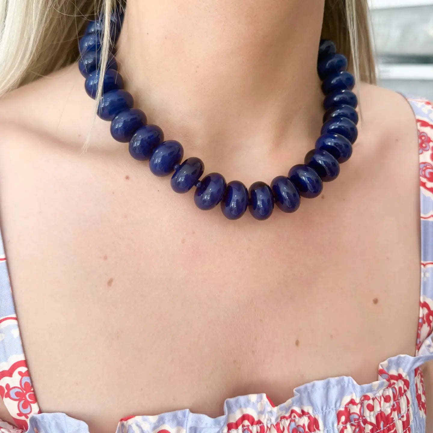 Bailey Beaded Necklace - Navy