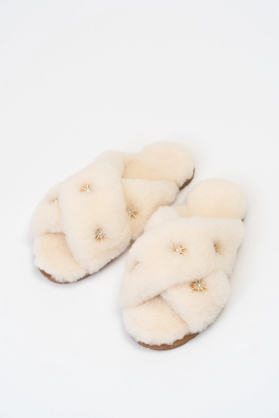 Sheepskin Slippers with Rhinestones