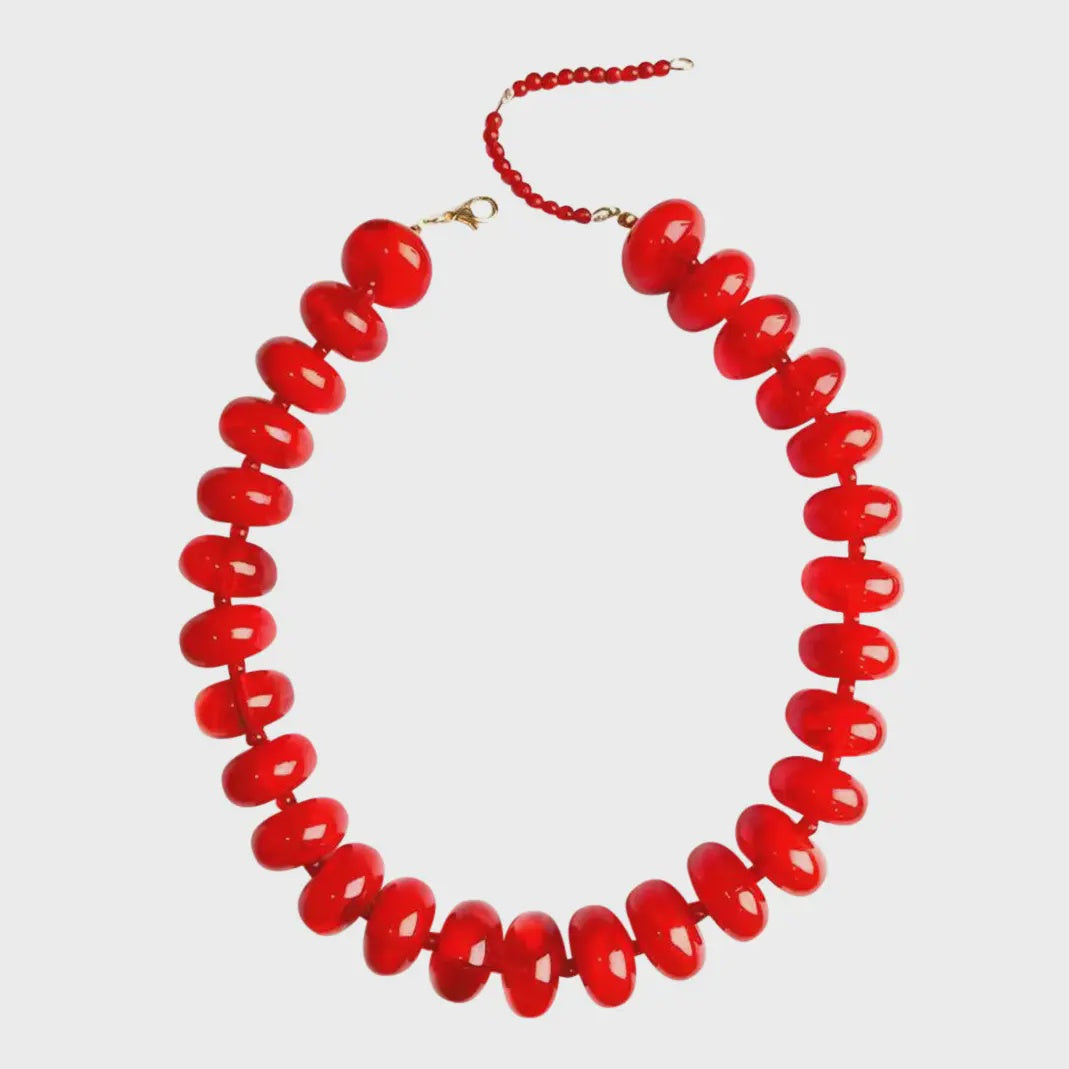 Bailey Beaded Necklace - Red