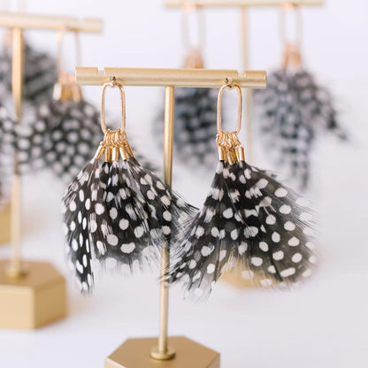Spotted Feather Tassel Earrings