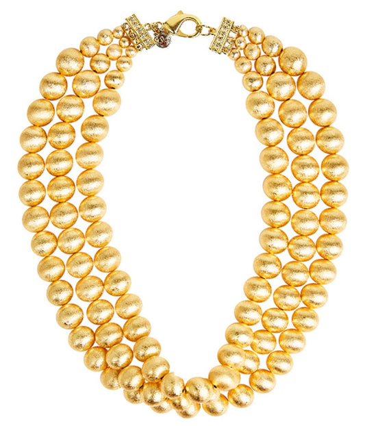 Diana Gold Triple Strand Beaded Necklace