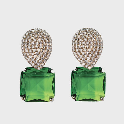 Retro Pave Crystal and Peridot Gum Drop Earrings