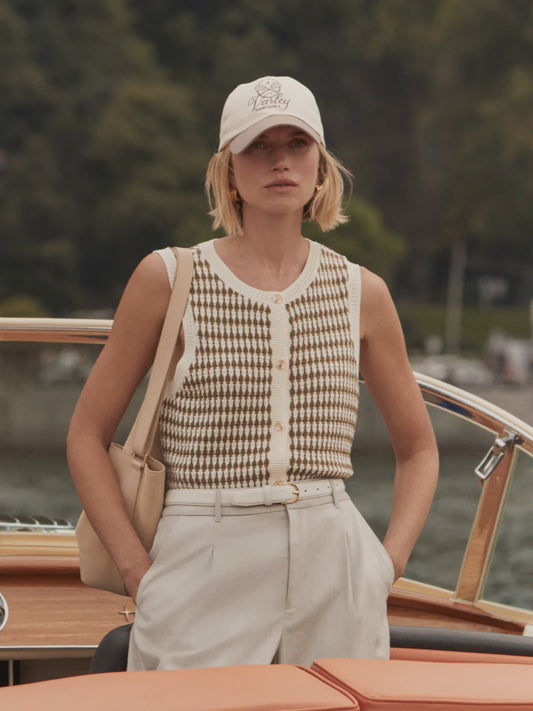 Aura Knit Top - Egret / Golden Olive