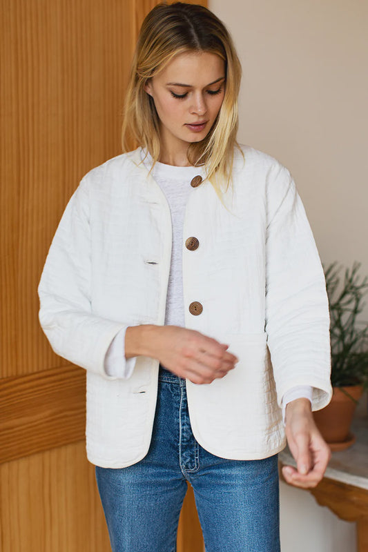 India Quilted Jacket - Cloud White Organic