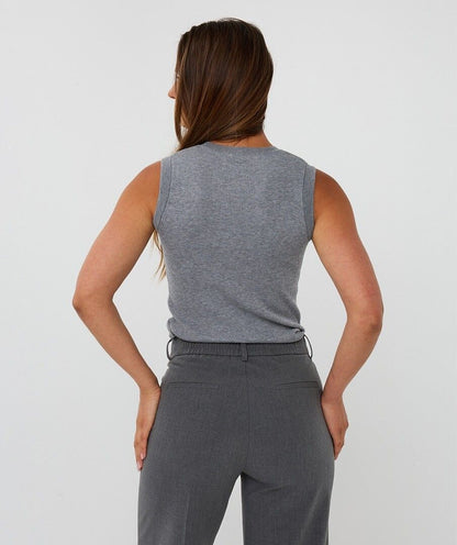 Grey Melange Rib Tank