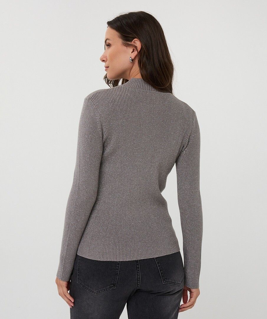 Grey Lurex Mock Neck Sweater – QUINN