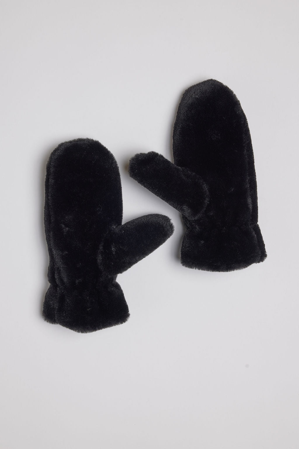Faux Fur Mitten - Black