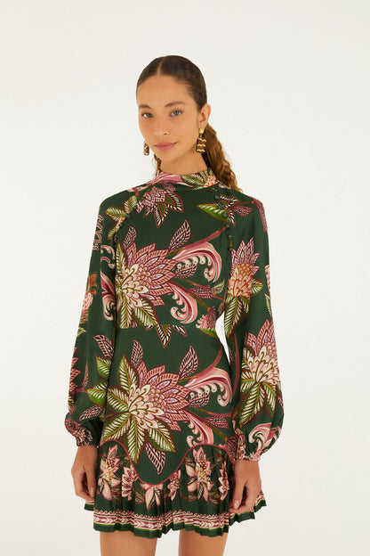 Arabesque Paradise Floral Ruffled Hem Mini Dress