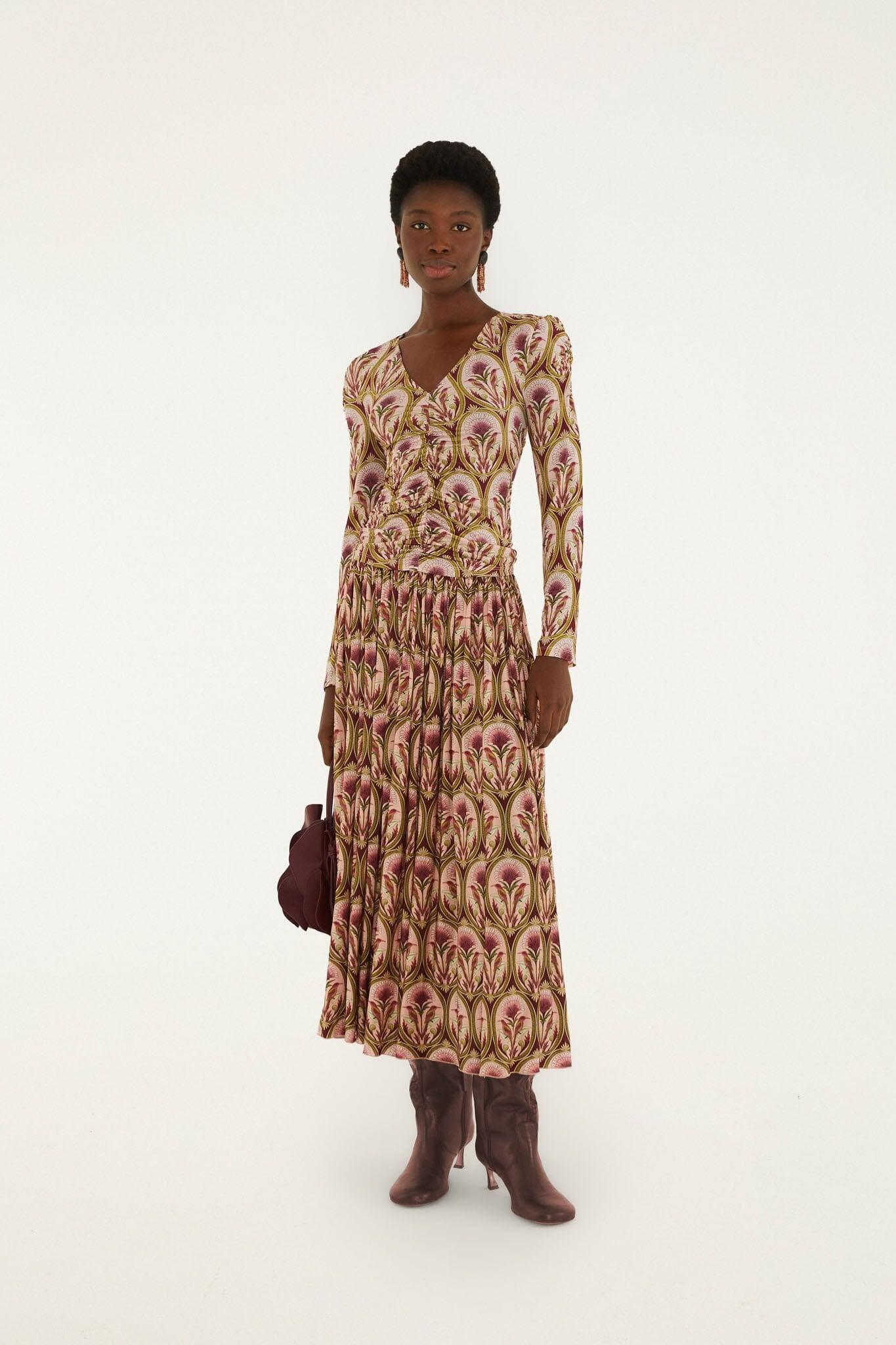 Garden Medal Pleated Midi Skirt