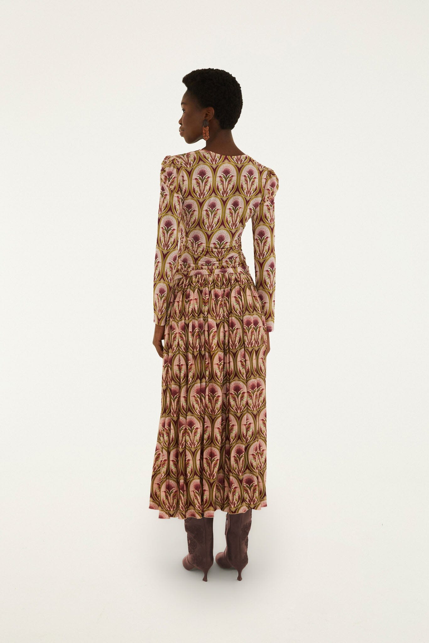 Garden Medal Pleated Midi Skirt