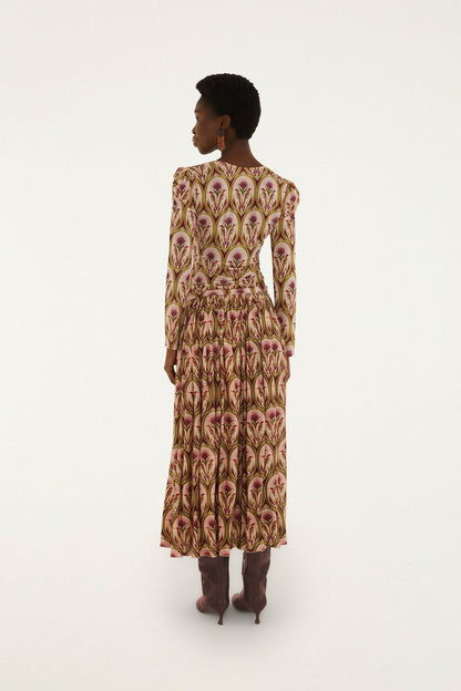 Garden Medal Pleated Midi Skirt
