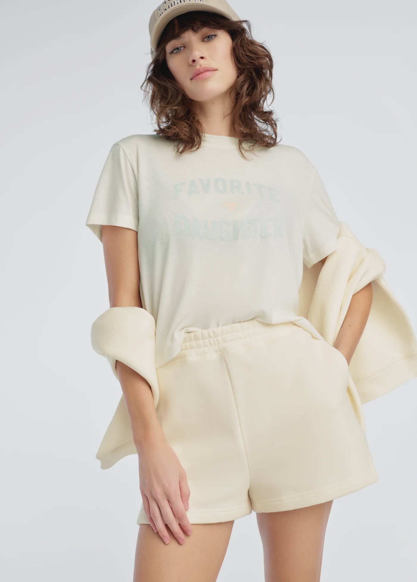 The Cropped Favorite Daughter Tee - Gardenia Light Sage