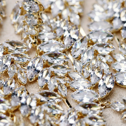 Gold Palm Diamond Drop Earrings