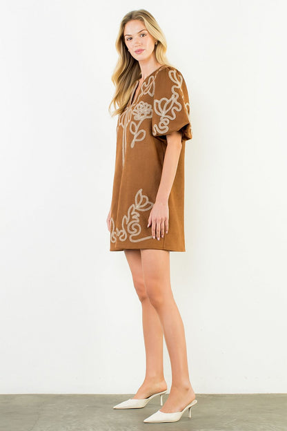 Maribel Embroidered Mini Dress