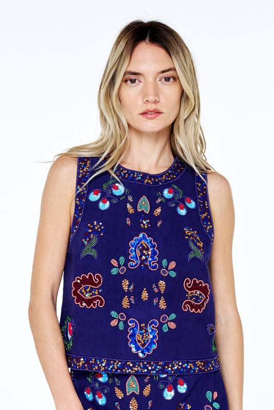 Viveka Beaded Sequin Tank Top