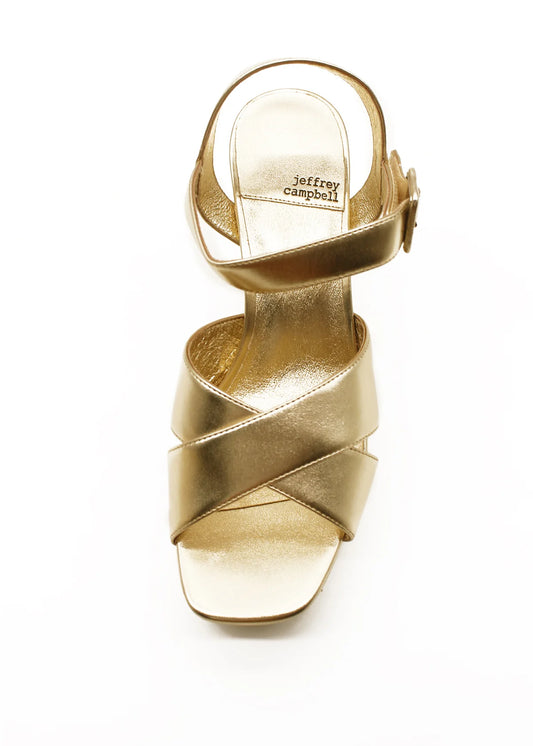 Amma Platform Heel in Light Gold Metallic