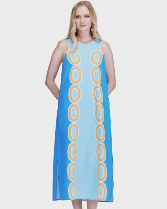 Blue Links Column Midi Dress