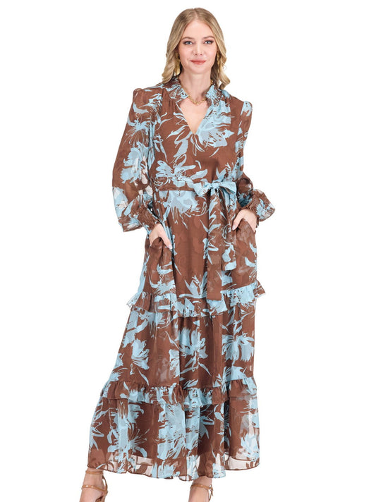 Iced Petals Tiered Maxi Dress