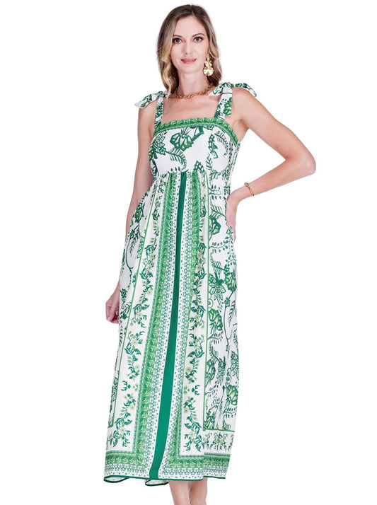 Jade Garden Border Midi Dress
