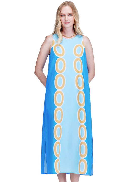 Blue Links Column Midi Dress