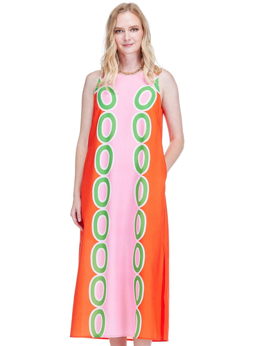 Red Links Column Midi Dress