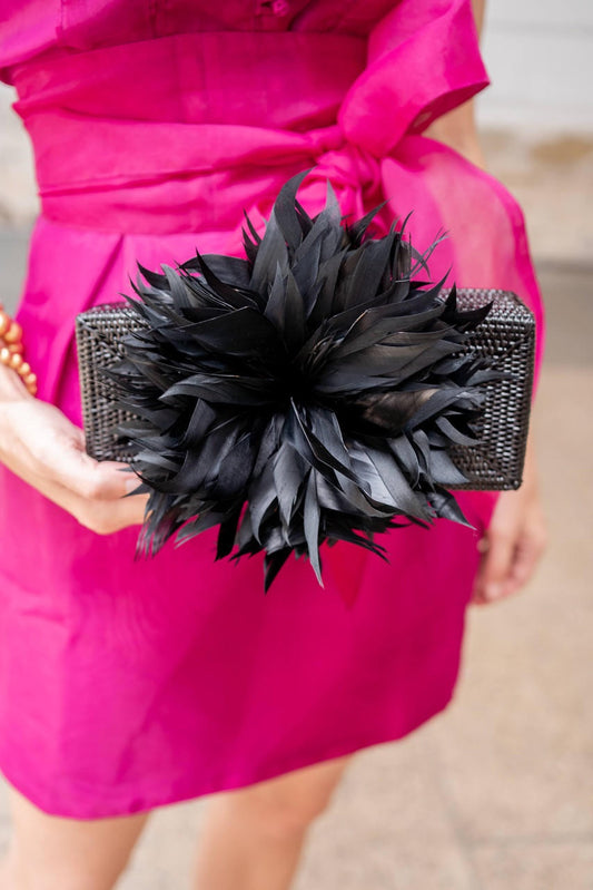 Colette Clutch - Black Feather