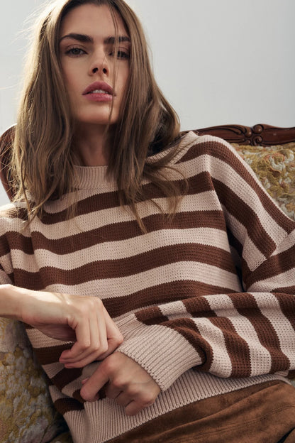 Lila Sweater - Moka Stripes