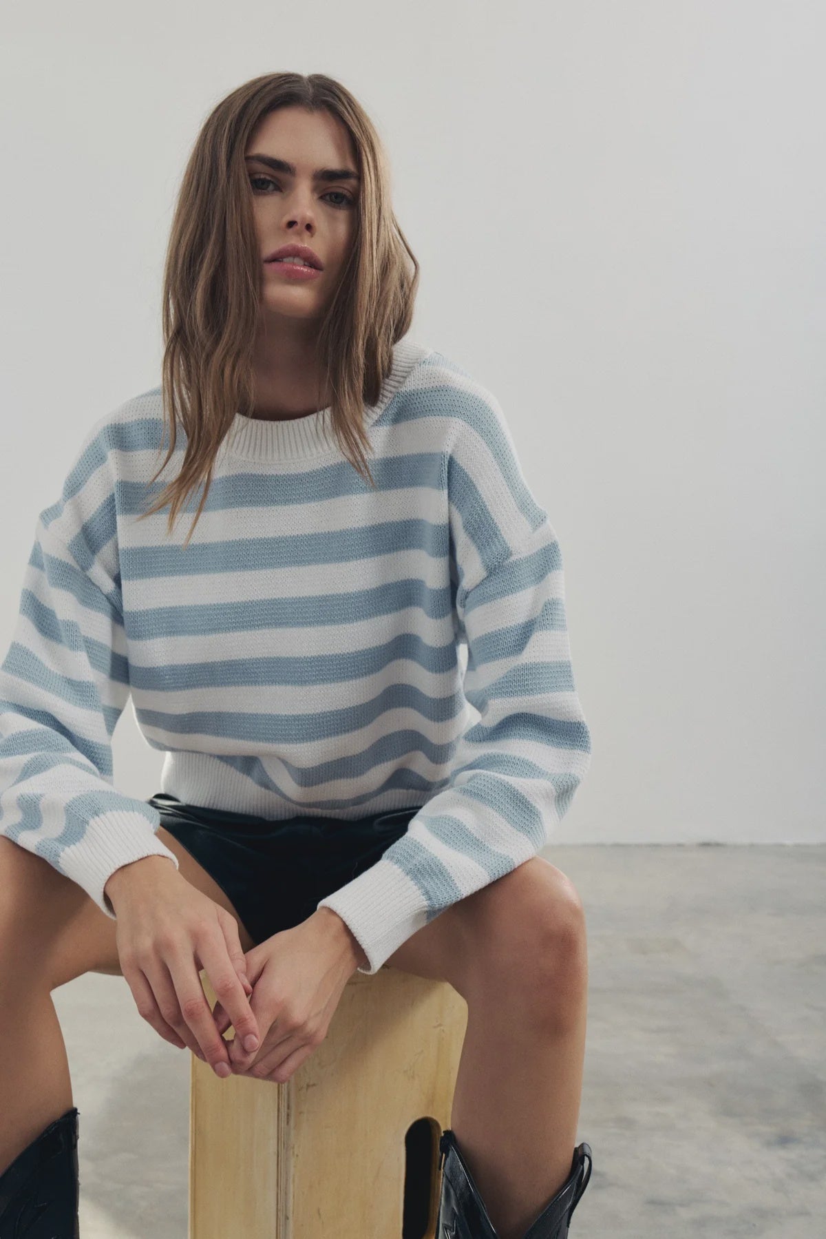 Lila Sweater - Winter White/Ice Blue