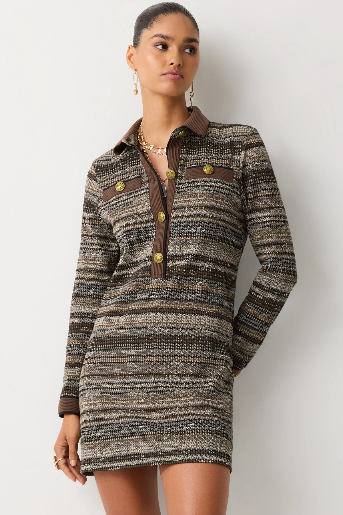 Maria Printed Long Sleeve Mini Dress