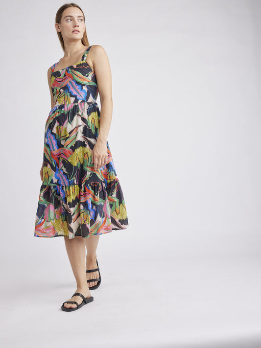 Sloane Midi Dress-Midnight Tropics