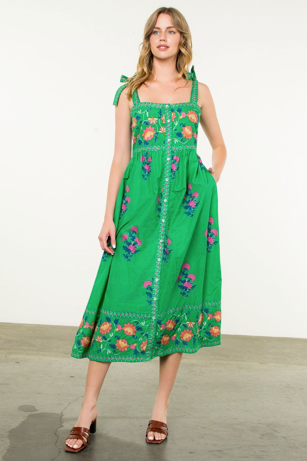 Parakeet Blossom Midi Dress