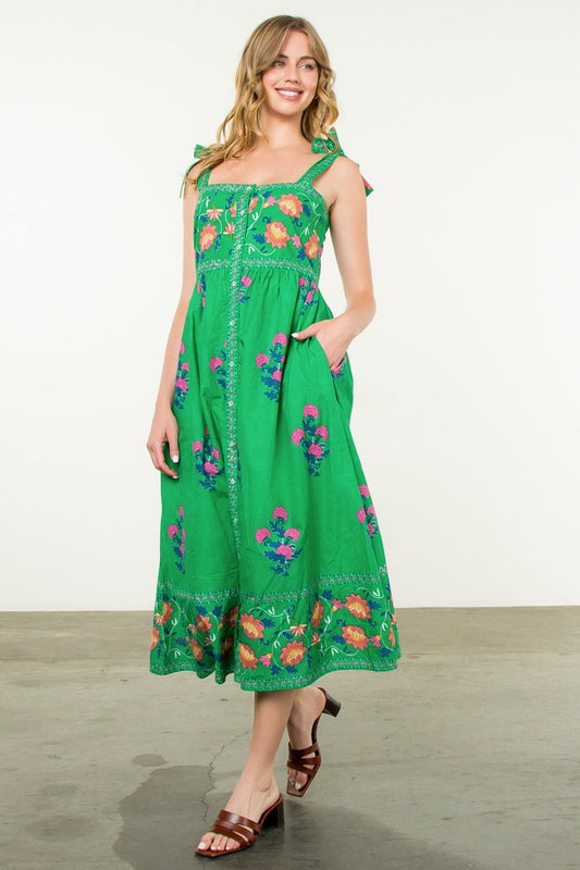 Parakeet Blossom Midi Dress