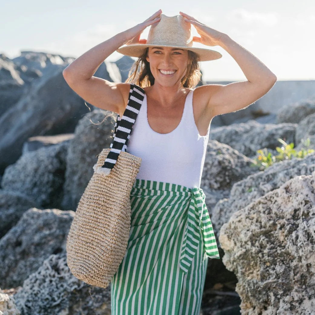 Green and White Stripe Vienna Sarong