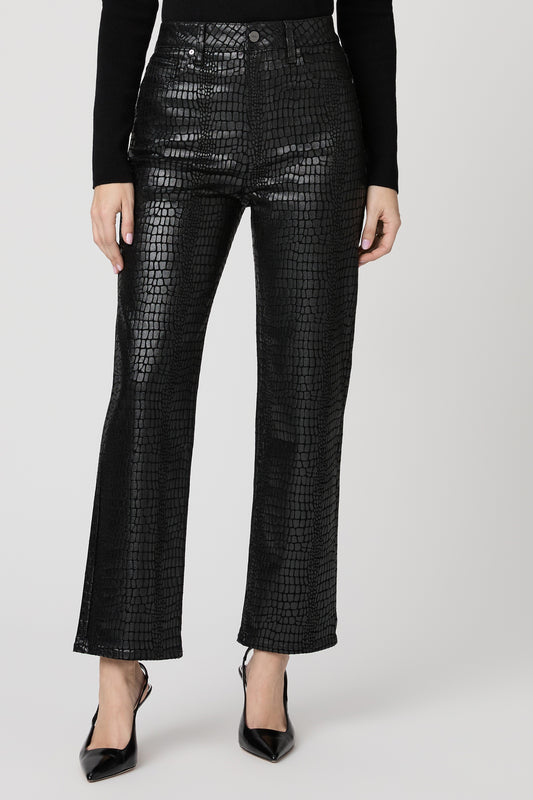 Stevie Ankle Jean - Black Fog Croc Coating