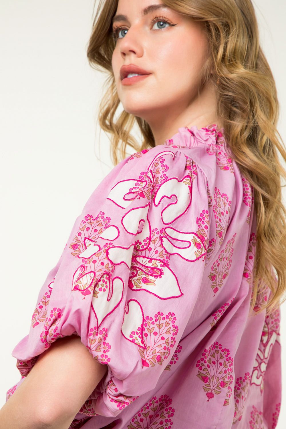 Embroidered Farah Top - Pink