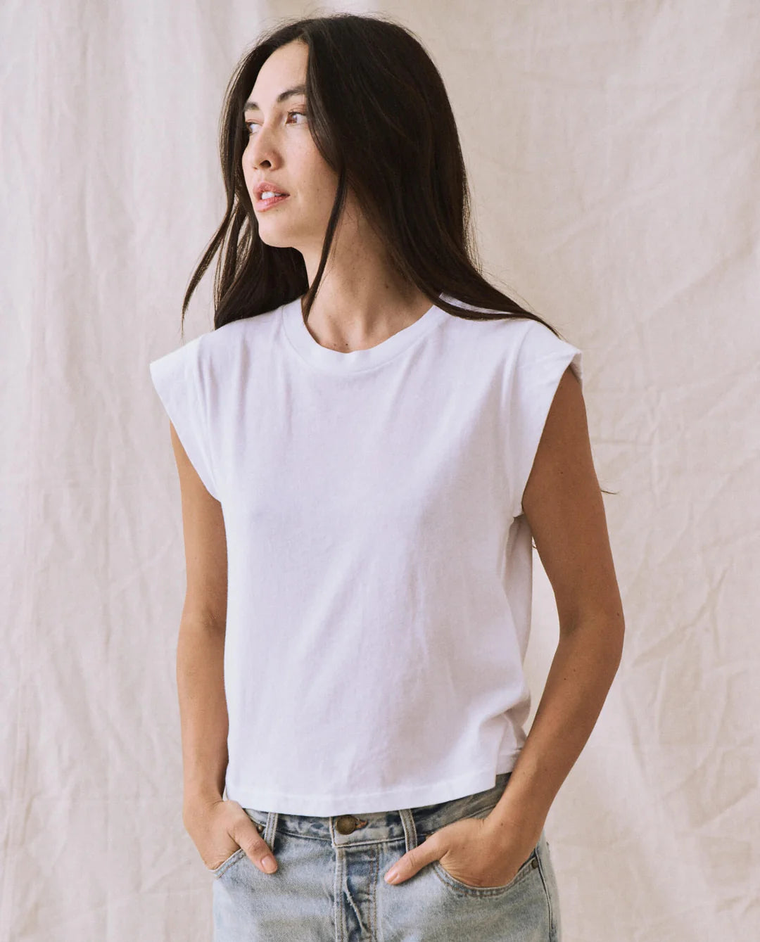 The Peak Shoulder Tee - True White