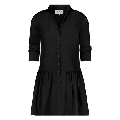 The Drop Waist Shirt Dress - Black