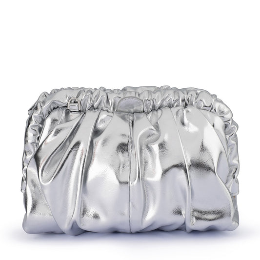 Betty Metallic Clutch - Silver