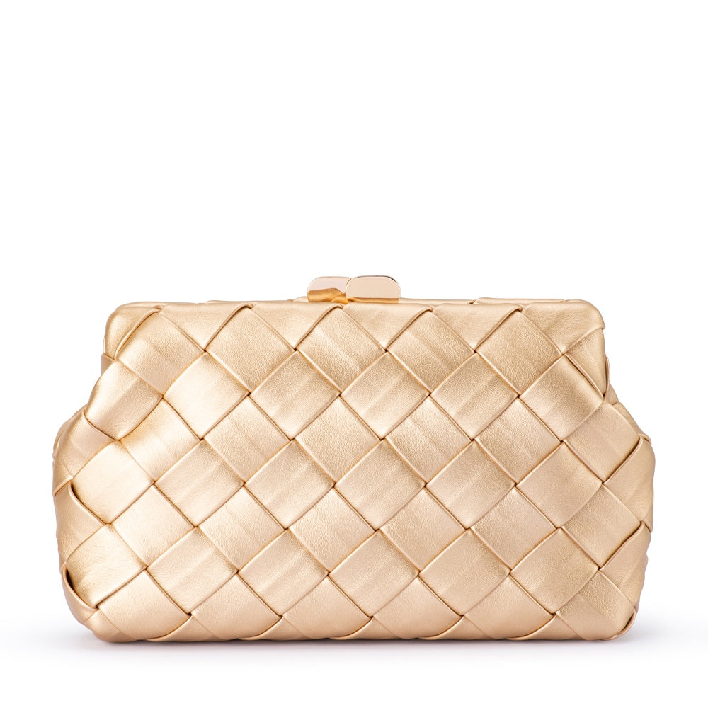Quinn Woven Clutch - Gold